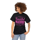 Thankful Blessed Hot Mess Thanksgiving Shirt - A funny Thanksgiving T-shirt with a Graphic Design.