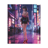 Original Anime Art - Sexy Anime Woman on Neon Japanese City Street - Canvas Gallery Wraps