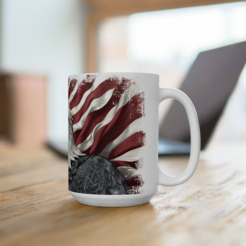 American Flag Ceramic Mug 15oz with Bald Eagle