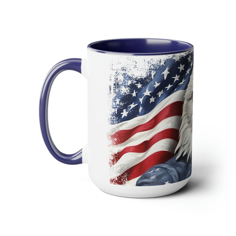 American Flag Two-Tone Coffee Mugs, 15oz