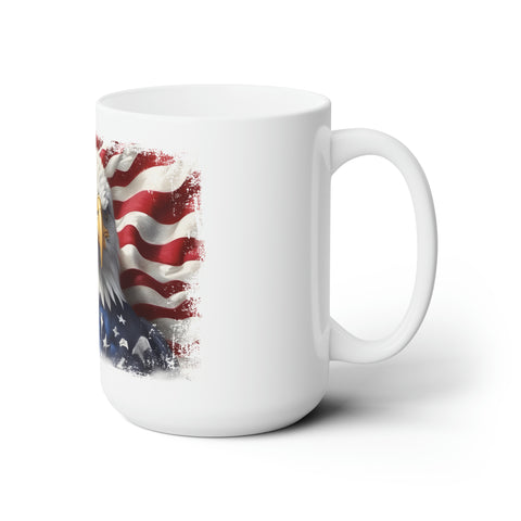 American Flag Ceramic Mug 15oz with American Bald Eagle