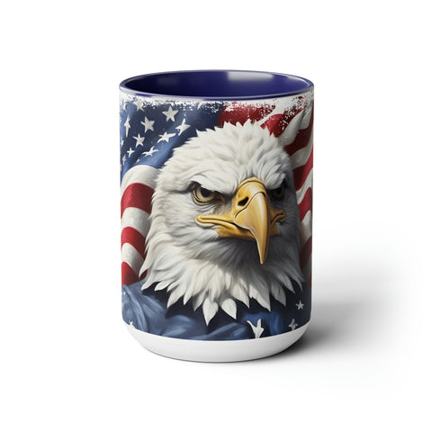 American Flag Two-Tone Coffee Mugs, 15oz