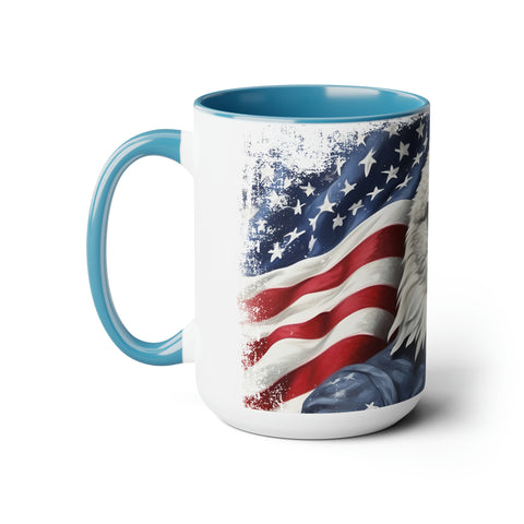 American Flag Two-Tone Coffee Mugs, 15oz