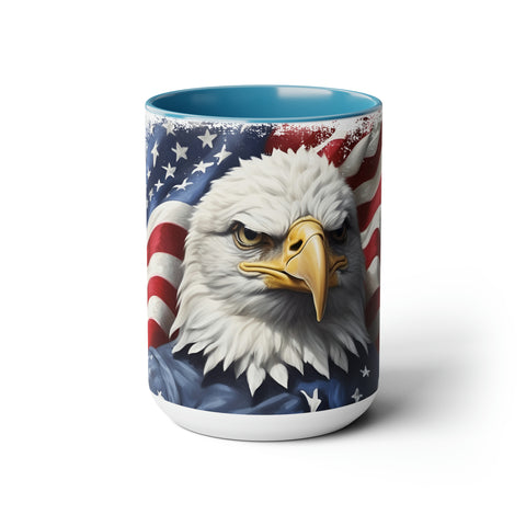 American Flag Two-Tone Coffee Mugs, 15oz