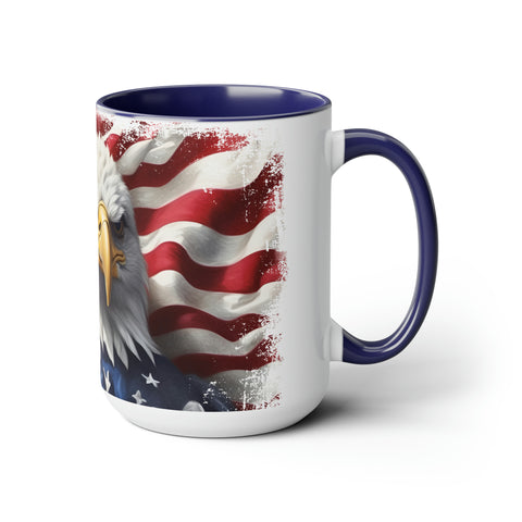 American Flag Two-Tone Coffee Mugs, 15oz