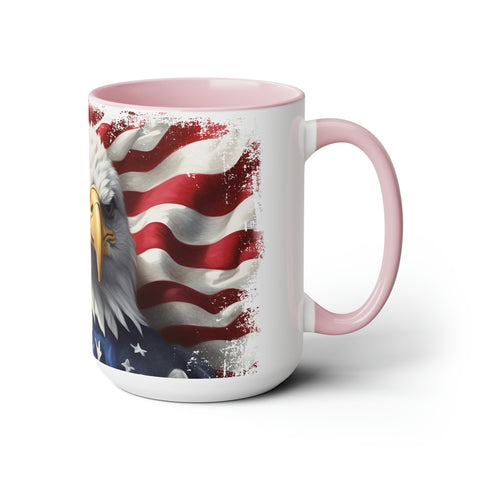 American Flag Two-Tone Coffee Mugs, 15oz