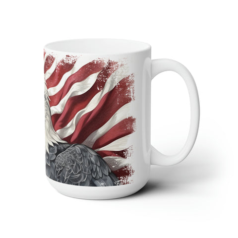 American Flag Ceramic Mug 15oz with Bald Eagle