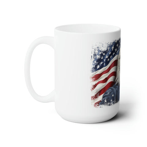 American Flag Ceramic Mug 15oz with American Bald Eagle