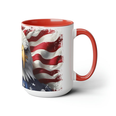 American Flag Two-Tone Coffee Mugs, 15oz