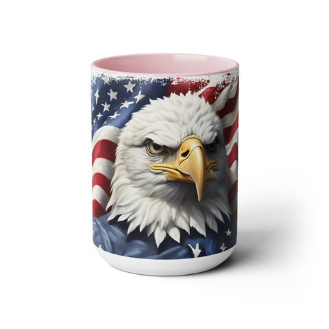 American Flag Two-Tone Coffee Mugs, 15oz