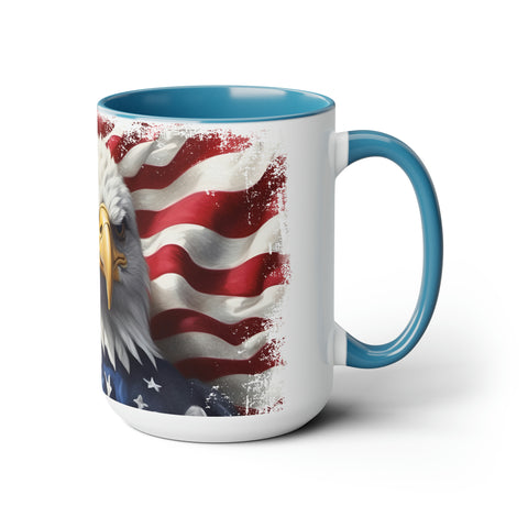 American Flag Two-Tone Coffee Mugs, 15oz