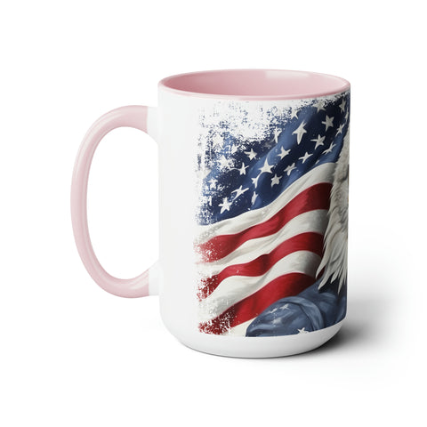 American Flag Two-Tone Coffee Mugs, 15oz