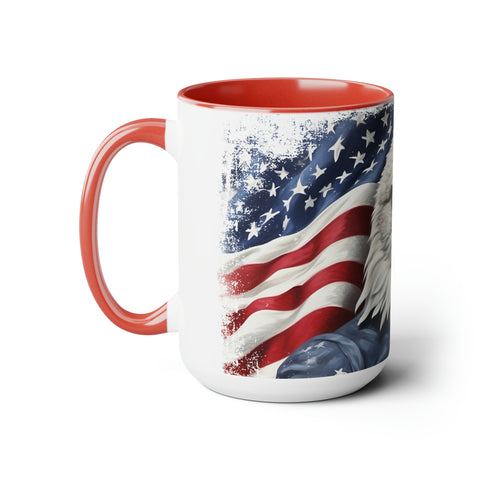 American Flag Two-Tone Coffee Mugs, 15oz